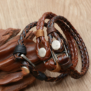 Fabbrica di nuovo arrivo a buon mercato Vintage eleganti bracciali in pelle intrecciata marrone per gli uomini gioielli <span class=keywords><strong>accessori</strong></span> di moda - Product Image 2