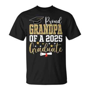 T-shirt da uomo a maniche corte girocollo con stampa digitale, regalo di laurea per il nonno orgoglioso di un laureato del 2025 - Product Image 1