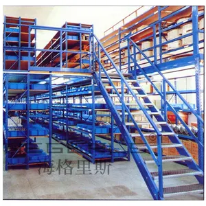 Étagères de support d'entrepôt en métal Étagère moyenne en métal Mezzanine Étagère de stockage Escaliers industriels