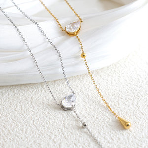 Collier pendentif en acier inoxydable 316L plaqué or 18 carats avec zircon, étanche, pour femmes - Product Image 3