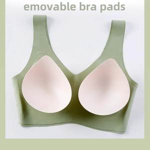High Quality Seamless Wire Free Sports <b>Bra</b> for Women Adults Solid Knitted Breathable Thin Everyday 3/4 <b>Cup</b> Push-Up Removable - Product Image 3