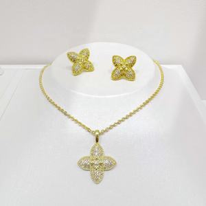 factory price plata 925 sterling silver women geometric <b>set</b> high quality zircon <b>gold</b> plated earring and necklace <b>jewelry</b> <b>sets</b> - Product Image 2