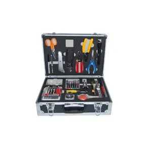 FTTH Assembly Stripping Splicing Termination Fiber Optic Tool Kit With Optical Power Meter And VFL And Fiber Cleaver