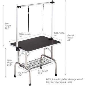 Table de toilettage pour chien DB, en acier inoxydable, robuste, portable, avec plateau en maille pour les soins des animaux - Product Image 6