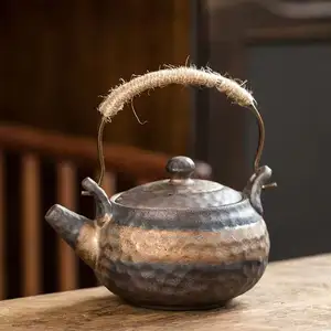 Gres martello loop-manico lungo teiera Handmade di stile Giapponese retrò tè di Ceramica gongfu teiera singolo teiera