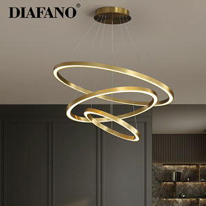 Grande lampe à LED de luxe noire ronde personnalisée Dimmable lustres nordiques modernes linéaires en aluminium lampes suspendues - Product Image 5