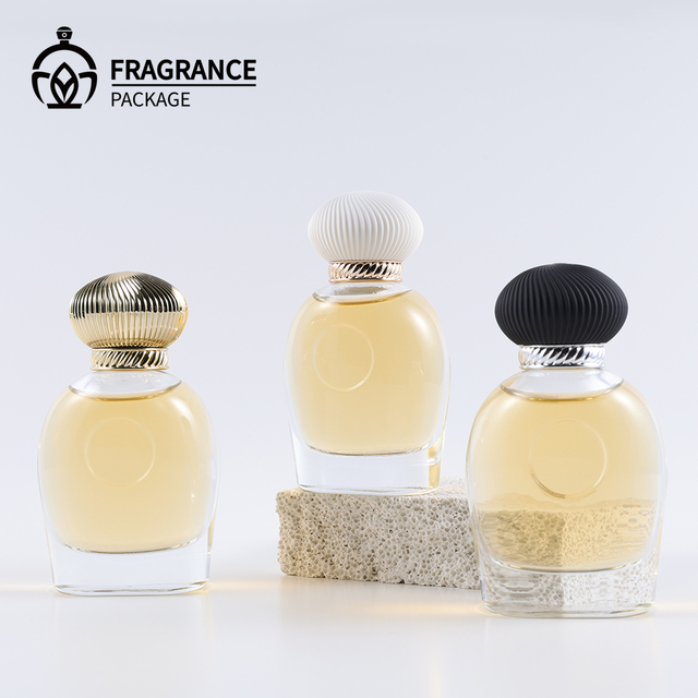 Custom New Round Clear Perfume Bottle Empty Pump Atomizer Crimp 50ML Glass Spray Perfume Bottle with Screw Cap