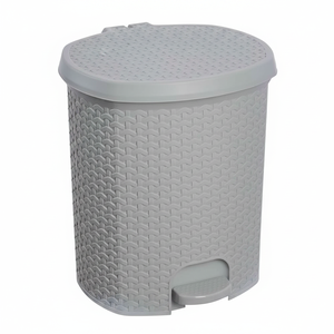 Multipurpose waste <b>bin</b>/<b>bin</b> with <b>lid</b>, rattan design, 21L capacity, size 33.5x34.5x39.2, Nordic grey color - Product Image 2