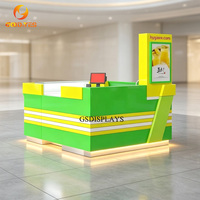 Kiosque alimentaire personnalisé pour centre commercial, comptoir de boissons et de collations avec évier, éclairage LED, armoire en verre