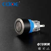 Bouton-poussoir LED en plastique 19mm, verrouillage, montage sur panneau, appareil ménager, bornes à broches, 1NO1NC, éclairé