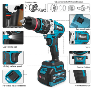 Аккумуляторная электрическая Ударная дрель для аккумулятора 18 В 1850 об/мин с бесщеточным двигателем, Индивидуальная поддержка - Product Image 3