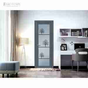 Fuson אלומיניום פנים חדירה כפולה זכוכית צרפתית כניסה חיצונית זכוכית זכוכית חתוך כפול נדנדה דלת - Product Image 3