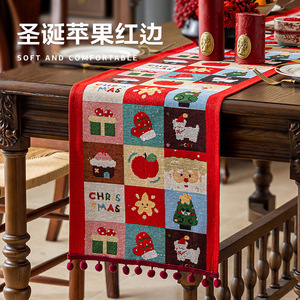 Camino <span class=keywords><strong>de</strong></span> <span class=keywords><strong>Mesa</strong></span> Navideño Rojo <span class=keywords><strong>de</strong></span> Poliéster Hecho a Mano, Impermeable y Antipolvo, con Borlas <span class=keywords><strong>de</strong></span> Papá Noel y Bolas, Decoración <span class=keywords><strong>para</strong></span> Comedor <span class=keywords><strong>de</strong></span> Estilo Occidental - Product Image 6
