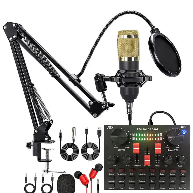 ISong V8S BM800 Blogging Microfono gamer Set di Microfono da scrivania con supporto cablato registrazione condensatore Microfono da Studio