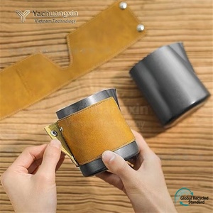 Lata para espuma de leche para café, cubierta de cuero resistente al calor, taza de acero inoxidable con forma de flor, cubierta protectora con aislamiento térmico, desmontable - Product Image 5