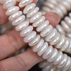 Wholesale Price Flawless 12-13mm White Flat Round Button Silver Coin Shape Natural Freshwater Pearl