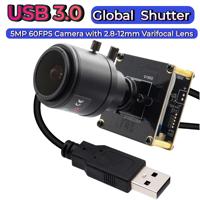 Modul Kamera ELP 5MP Global Shutter USB3.0 2.8-12mm Varifocal 4X Zoom OG05B10 1080P 60fps UVC untuk Visi Robot & Webcam