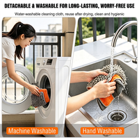 Nettoyeur de ventilateur de plafond en microfibre 3 en 1, brosse, plumeau et serpillière pour le nettoyage domestique avec long manche en acier inoxydable et bande de caoutchouc