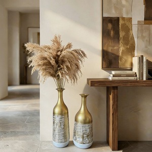 Dezun Home Furnishings Floor <b>Vase</b> <b>Set</b> Handmade Vintage Cylindrical Large Decorative Bottles For Living Room Interior Design - Product Image 2