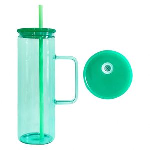 Warehouse.20Oz Colorful <b>Clear</b> <b>Jelly</b> Straight 20Oz Sublimation Blank Glass Cup Coffee Mug With Handle - Product Image 4