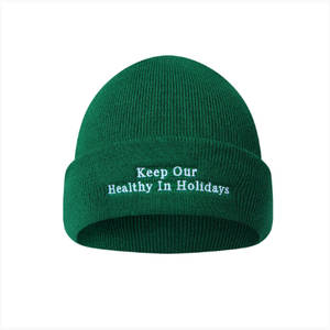 Bonnet personnalisé de haute qualité unisexe en caoutchouc Logo acrylique à revers Bonnet d'hiver pour hommes - Product Image 3