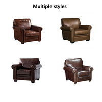 Fauteuil simple en cuir véritable de luxe américain, finition antique, cuir pleine fleur, design contemporain, structure en bois massif