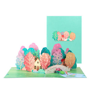 Tarjeta 3D Pop-up de Papel con Diseño de Bosque de Árboles Verdes de Verano, Corte Láser, Impresión UV, Laminado Mate, DIY para Tarjetas de Regalo, Disponible en Stock - Product Image 5
