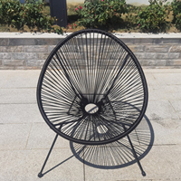 Ensemble de 3 chaises de bistrot en rotin creux noir avec dessus en verre pour patio et jardin