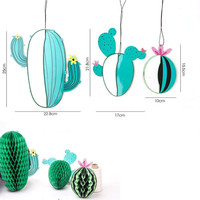 Décorations de fête d'été : Cactus, Pastèque, Boules en papier nid d'abeille, Décorations nid d'abeille