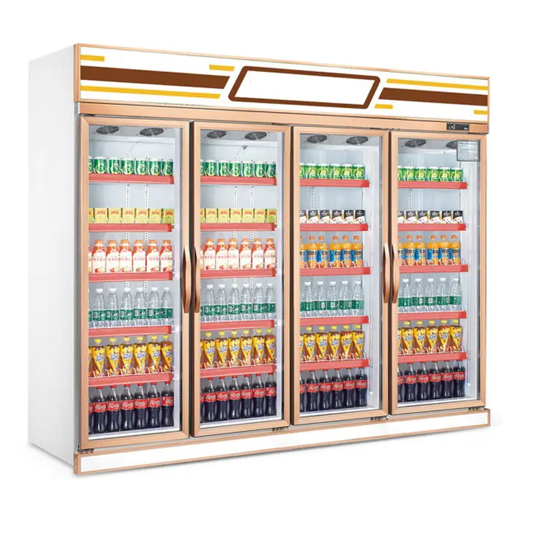 상업적인 편의점 사용된 냉장된 강직한 진열장 유리제 문 냉장고 음료 전시 냉장고