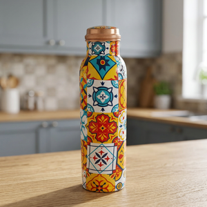 Bohemian Pattern <b>Metal</b> <b>Water</b> <b>Bottle</b> With Lid Portable Travel Drinkware - Product Image 1