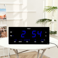 Jam Dinding Digital LED Modern dengan Alarm dan Tampilan Suhu, Desain Persegi Panjang untuk Kamar Tidur, Ruang Publik, Kantor - Langsung dari Pabrik