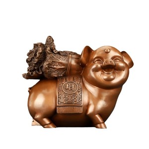 Figurine de cochon et de chou en cuivre, décoration du zodiaque faite à la main, pour la maison et le bureau, cadeau du nouvel an chinois - Product Image 5