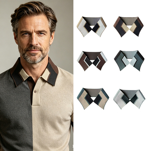 Abbigliamento Polo Personalizzato all'Ingrosso, Colletto <span class=keywords><strong>a</strong></span> <span class=keywords><strong>Costine</strong></span> in Maglia Jacquard con Motivi Geometrici Simmetrici o Stratificati per Abbigliamento Maschile - Product Image 1