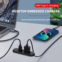 Station de charge rapide PD multi-ports intégrée, double sortie USB-A et Type-C, 10W, chargeur de bureau à rotation 360° pour montage sur bord