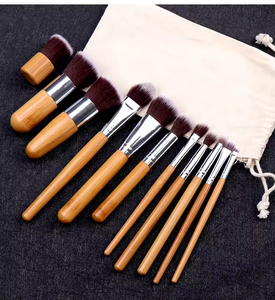 Ensemble de 11 pinceaux de <span class=keywords><strong>maquillage</strong></span> écologiques avec pinceaux plats et éventail de taille moyenne, vente en gros pour le <span class=keywords><strong>maquillage</strong></span> du visage et des yeux - Product Image 4