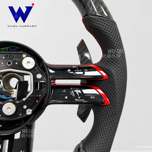 Volant de direction personnalisé en fibre de carbone Dragonfly adapté aux Mercedes AMG W204 W205 W212 W214 W215 CLA <span class=keywords><strong>CLE</strong></span>, décoré de rouge. - Product Image 5