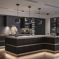 Ensemble d'armoires de cuisine noires personnalisables pour toute la maison, modèle d'armoire de cuisine en acier inoxydable 304