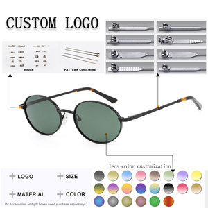 Unisex <b>Round</b> Metal <b>Frame</b> <b>Sunglasses</b> Brown Gradient Lenses 100% UV Protection Retro Casual Style for Adults - Product Image 2