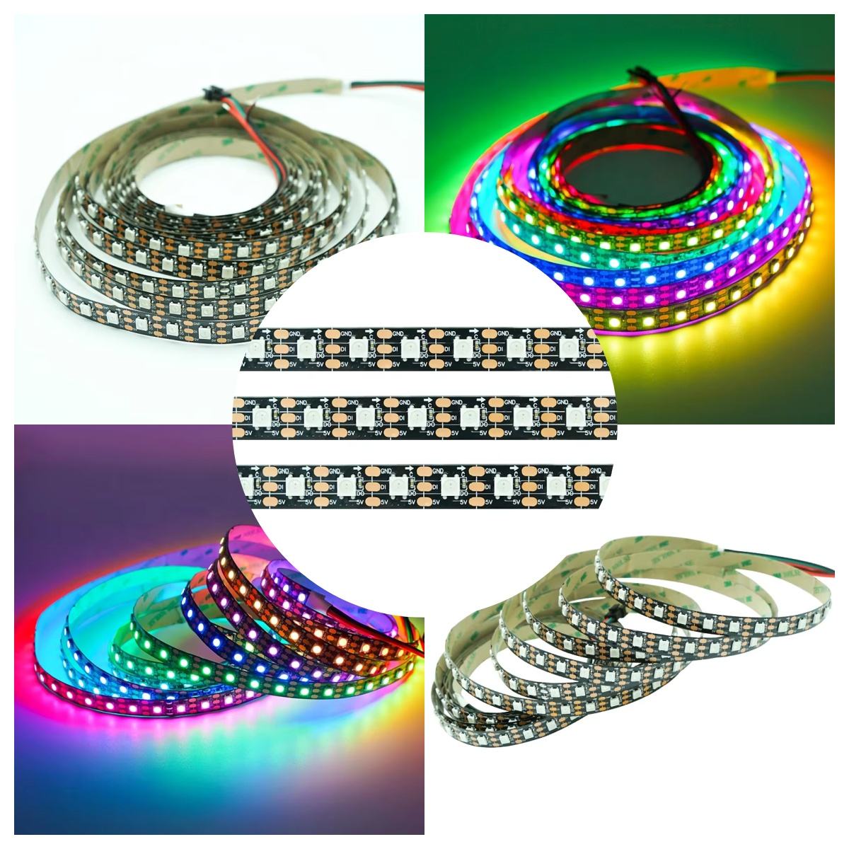 72 LED 5V SK6812 Built-in IC Full Color Programmable SMD 5050 RGB LED Light Strips for Residential Lighting