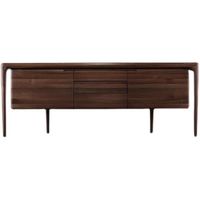 Buffet en noyer noir nordique, design moderne et épuré, meuble de rangement pour salle à manger, entrée ou couloir