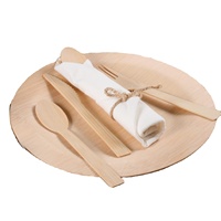 Assiettes rondes jetables en bambou 100% naturel, écologiques, portables, avec logo personnalisé, biodégradables, pour restaurant