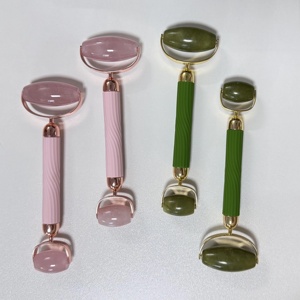 Outils de soin de la peau anti-âge, rouleau en jade naturel, rose quartz glacé pour le visage - Product Image 2