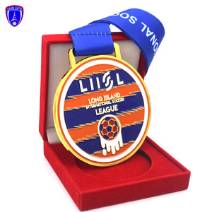 Medallas de fútbol de EE. UU. Goles Premio personalizado Medalla de la liga de fútbol Caja de terciopelo con cinta para el evento internacional de fútbol de Long Island - Product Image 4