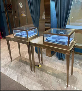 فاخر ليد ذهبي فولاذ مقاوم للصدأ الفترين لطاولة عرض التصميم الداخلي للمتاجر - Product Image 2