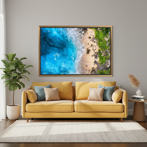 Scenic Beach <b>Canvas</b> Art: Printed Sea Landscape Coastal Decor,GOLD <b>FRAMED</b> <b>CANVAS</b> - Product Image 3