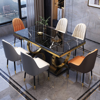 Ensemble de table et chaises de salle à manger moderne 6 places, fabrication chinoise, table et chaises en cuir pour 6 personnes