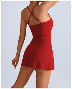 Высокоэластичное быстросохнущее женское теннисное платье со встроенными шортами и бюстгальтером, спортивное платье для занятий йогой и фитнесом - Product Image 3