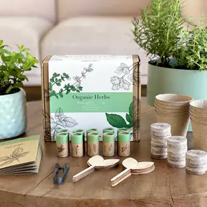 Indoor Herb Garden Starter Kit 10 Gardening plantable Pack with Plant Markers Growing pots Soil Discs garden kit herbs