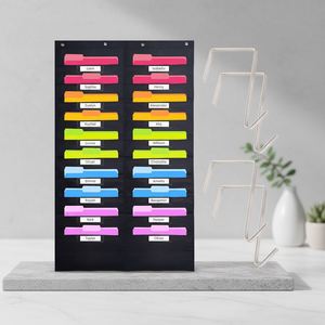 20-Pocket Black <b>File</b> Pocket Chart, Over Door Hanging Organizer for <b>Files</b> & Magazines, Wall Storage for Classroom Office Home - Product Image 1